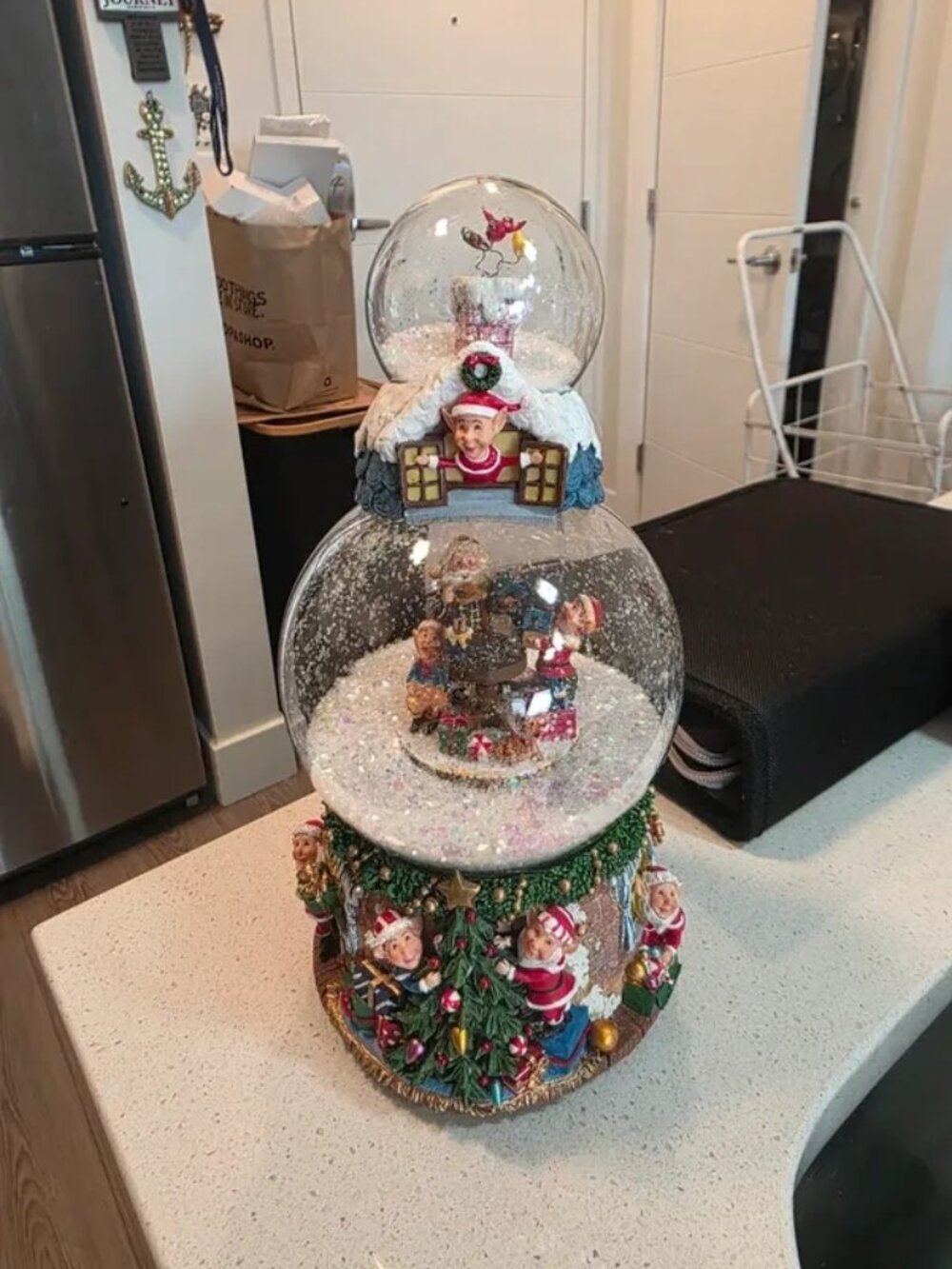Kirkland Resin and glass musical snow globe, Kirkland Signature double-tier Chri